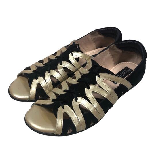 Beautifeel gold/black suede open toe shoes size 38 - Picture 1 of 6